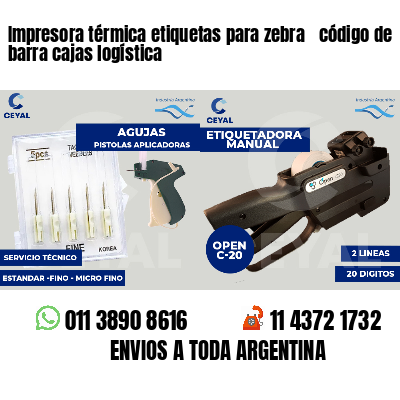 Impresora térmica etiquetas para zebra  código de barra cajas logística